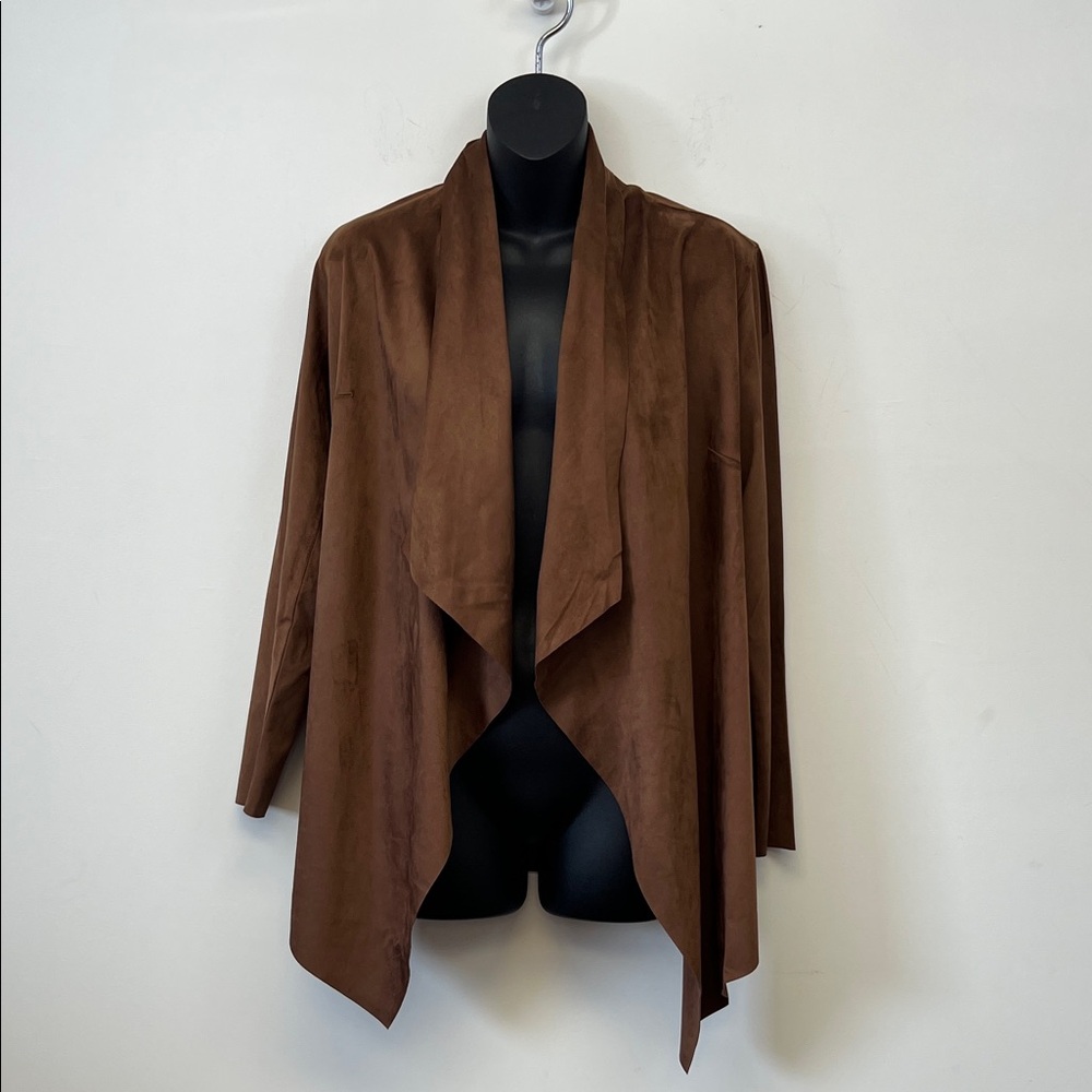 Soft Surroundings Women's Brown  Open Front Asymmetrical Soft Jacket Size XS